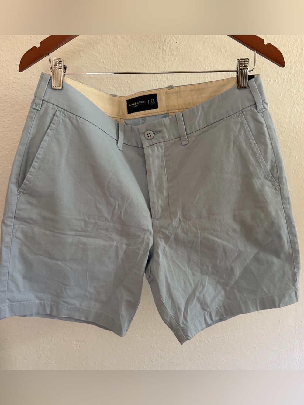 Abercrombie & Fitch Men’s Chino Shorts Size 33 Light Blue NWT